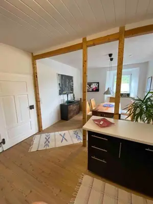 Ein Bett oder Betten in einem Zimmer der Unterkunft Helles, gemütliches Haus mit Moselblick