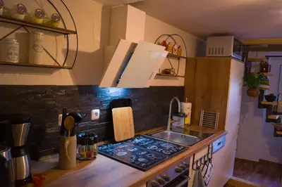 Küche/Küchenzeile in der Unterkunft Ferienwohnung Zum Jehöschnis