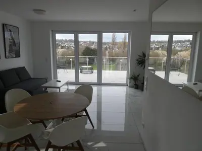 Ein Sitzbereich in der Unterkunft Ferienwohnung Bella