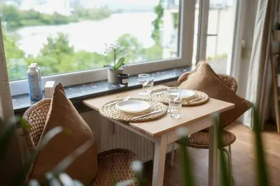 Grundriss der Unterkunft Boho Stil Wohnung mit Flussblick nahe Stadtzentrum
