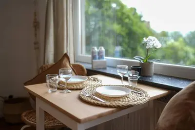 Grundriss der Unterkunft Boho Stil Wohnung mit Flussblick nahe Stadtzentrum