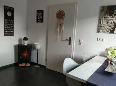 Ein Sitzbereich in der Unterkunft Ferienwohnung Waldblick