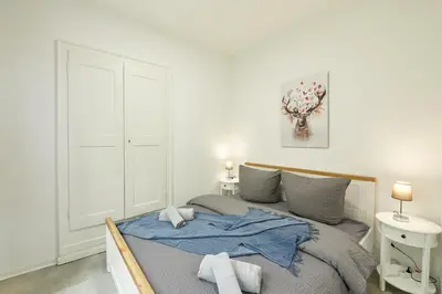 Ein Bett oder Betten in einem Zimmer der Unterkunft Ferienhaus Bärenbrunnen