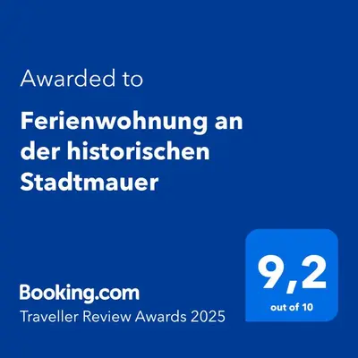Ein Zertifikat, Auszeichnung, Logo oder anderes Dokument, das in der Unterkunft Ferienwohnung an der historischen Stadtmauer ausgestellt ist