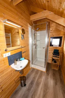 Ein Badezimmer in der Unterkunft 5 Sterne Ferienhaus Tommy mit Kamin, Seeblick und großer Terrasse