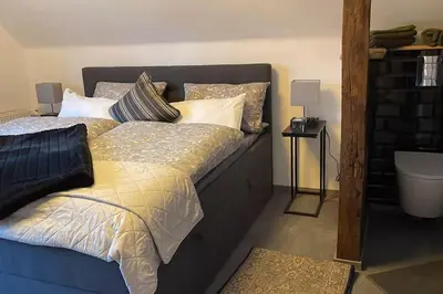Ein Bett oder Betten in einem Zimmer der Unterkunft Ferienhaus Greta