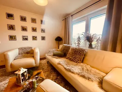 Ein Sitzbereich in der Unterkunft Ferienhaus Greta