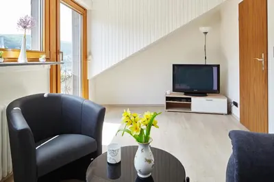 TV/Unterhaltungsangebot in der Unterkunft Ferienwohnung Mendgen mit Panoramablick