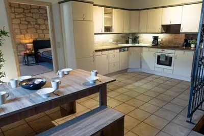 Küche/Küchenzeile in der Unterkunft Vulkan-Lodge Ferienhaus