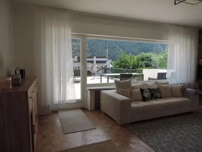 Ein Sitzbereich in der Unterkunft Julia's Mosel Villa Appartement JULIA