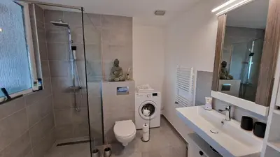 Ein Badezimmer in der Unterkunft Ferienwohnung mit Weitblick