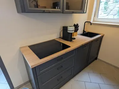 Küche/Küchenzeile in der Unterkunft Ferienwohnung Rheinperle