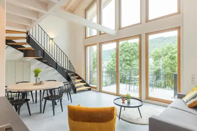 Ein Sitzbereich in der Unterkunft Ferienhaus MOSELLODGE