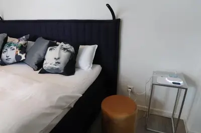 Ein Bett oder Betten in einem Zimmer der Unterkunft Julia's Mosel Villa Appartement NICOLAS
