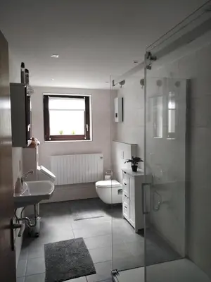 Ein Badezimmer in der Unterkunft Gästehaus Silbersbach