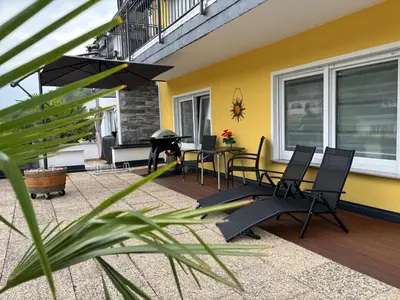 Ein Balkon oder eine Terrasse in der Unterkunft Krune Ferienwohnung