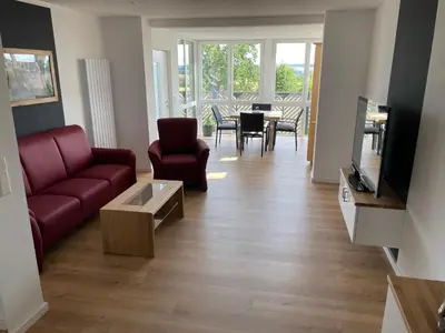 Ein Sitzbereich in der Unterkunft Ferienwohnung Bröder