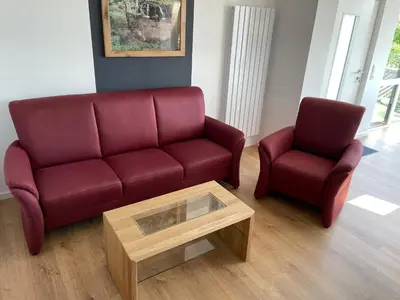 Ein Sitzbereich in der Unterkunft Ferienwohnung Bröder