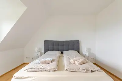 Ein Bett oder Betten in einem Zimmer der Unterkunft Ferienhaus mit schöner Aussicht