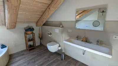 Ein Badezimmer in der Unterkunft Waldzeit Lodge - Ferienwohnung Eule