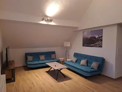 Ein Sitzbereich in der Unterkunft Ferienwohnung Natalie