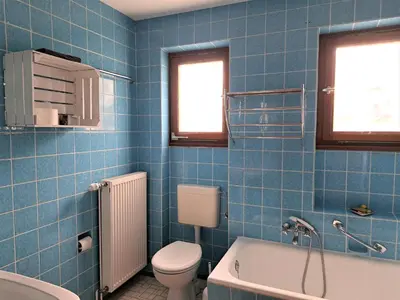 Ein Badezimmer in der Unterkunft Haus mit idyllischem Seeblick