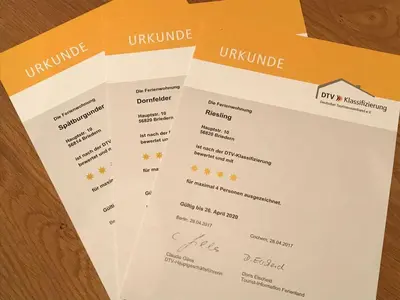 Ein Zertifikat, Auszeichnung, Logo oder anderes Dokument, das in der Unterkunft Ferienwohnungen Oswald Friederich ausgestellt ist