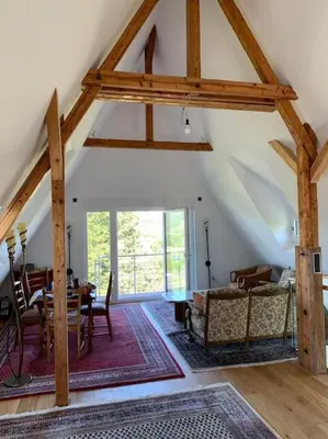 Ein Sitzbereich in der Unterkunft Ferienwohnung Rheinblick, Sport-Pool