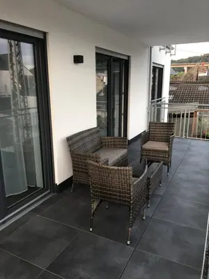Ein Balkon oder eine Terrasse in der Unterkunft Fewo Rhein-Lahn OG2-2
