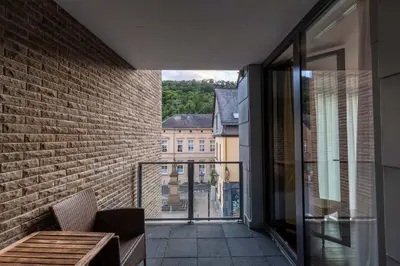 Ein Balkon oder eine Terrasse in der Unterkunft DAS WESEL - DEIN HOTEL AM RHEIN