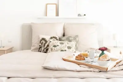 Ein Bett oder Betten in einem Zimmer der Unterkunft Deichstadt Apartments
