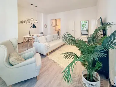 Ein Sitzbereich in der Unterkunft Deichstadt Apartments