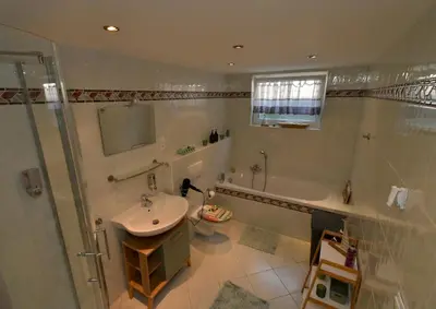 Ein Badezimmer in der Unterkunft Ferienhaus am Bach Koblenz
