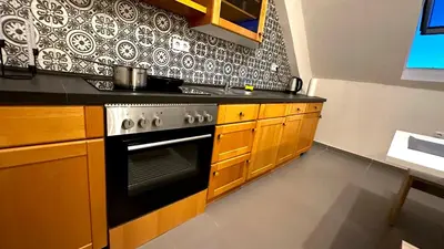Küche/Küchenzeile in der Unterkunft Moderne Zentrale FeWo City Retreat