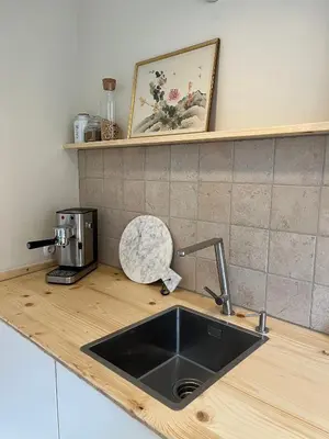 Küche/Küchenzeile in der Unterkunft Historisches Apartment Minimalus