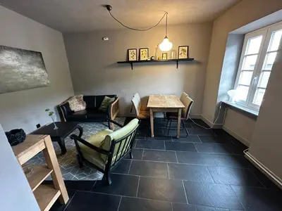 Ein Sitzbereich in der Unterkunft Ferienhaus Fridolin