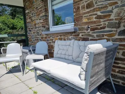 Ein Sitzbereich in der Unterkunft Manderscheid Ferienwohnung mit Weitblick