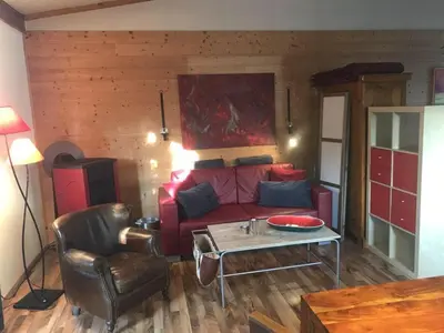 Ein Sitzbereich in der Unterkunft Untere Seeterrasse