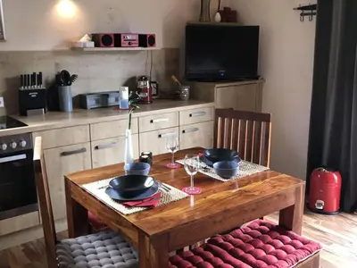 Küche/Küchenzeile in der Unterkunft Untere Seeterrasse