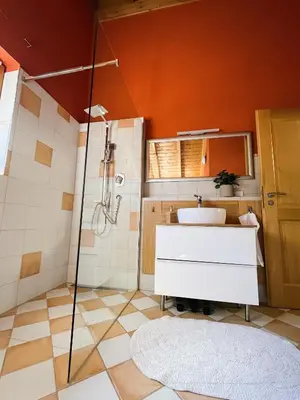 Ein Badezimmer in der Unterkunft Deti's Ferienwohnung