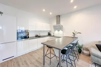 Küche/Küchenzeile in der Unterkunft Modernes Trierer CityLoft mit großem Balkon