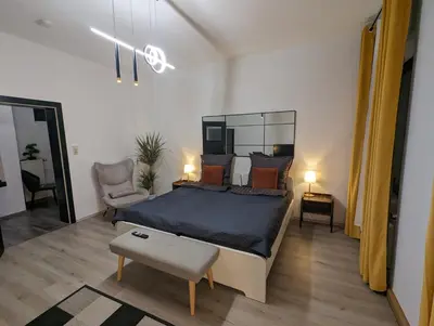 Ein Bett oder Betten in einem Zimmer der Unterkunft Schönes 3 Zimmer Apartment in der Altstadt von Koblenz