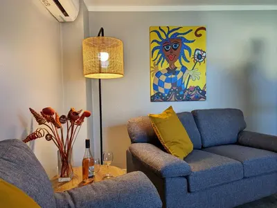 Ein Sitzbereich in der Unterkunft Apartmenthaus GOLDGRUBE