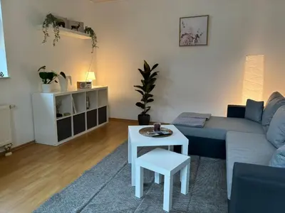 Ein Sitzbereich in der Unterkunft Ferienwohnung am Waldrand