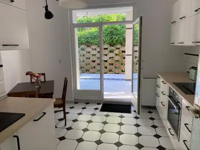 Küche/Küchenzeile in der Unterkunft Ferienwohnung Auszeit