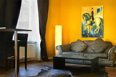 Ein Sitzbereich in der Unterkunft Strumpfeck Suites