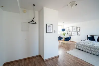 Ein Sitzbereich in der Unterkunft Penthouse Panoramablick Whirlpool Parken