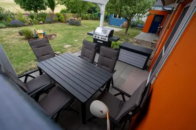 Ein Sitzbereich in der Unterkunft Ferienhaus Zum Feldblick