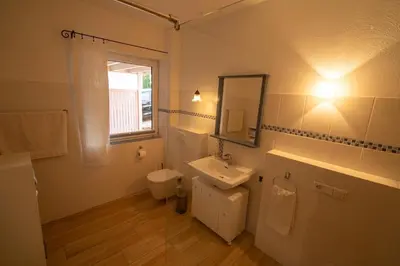 Ein Badezimmer in der Unterkunft Ferienhaus Zum Feldblick