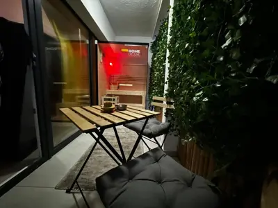 Ein Sitzbereich in der Unterkunft RheinMosel Glück Wellness
